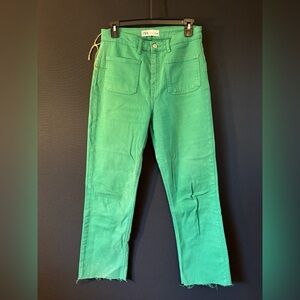 Zara Vibrant Green Straight Leg Jeans